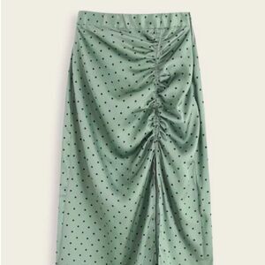 Green Polka Dot Midi Skirt (M)